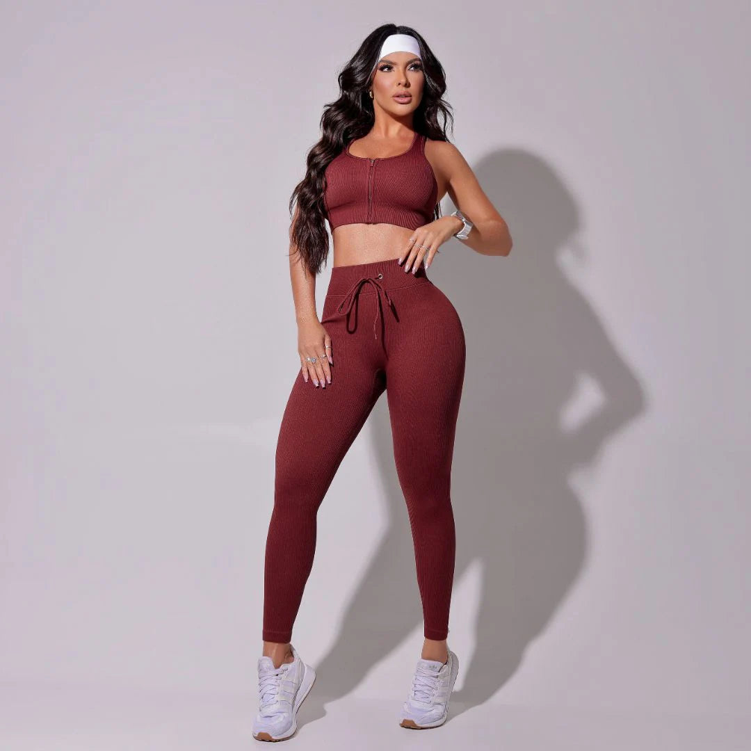 Conjunto Brown Pro Linha Color (Calça Legging + Top com Zíper) - BMF0336CW