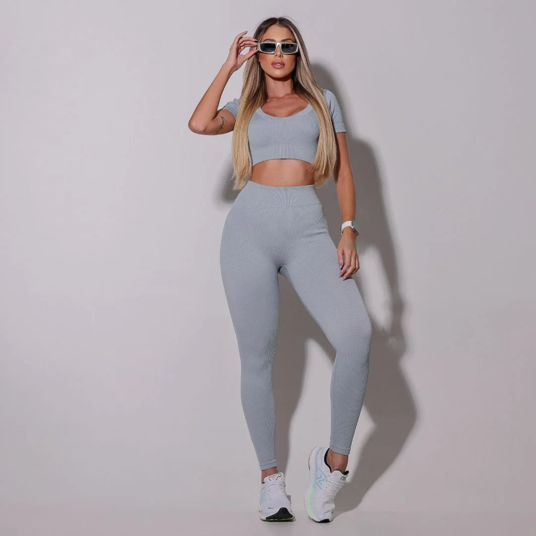 Conjunto Clean Gray Pure (Calça Legging + Cropped) - BMFB02CCGY